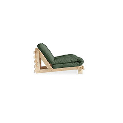 Avis Inside 75 Fauteuil convertible futon ROOTS pin naturel coloris vert olive couchage 90 x 200 cm.