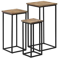 vidaXL Ensemble de tables pour plante 3 pcs Teck recyclé