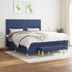 Maison Chic Structures de lit + matelas,Lit à sommier tapissier avec matelas Bleu 160x200 cm Tissu -MN67143