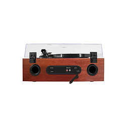 Platine vinyle Halterrego ALL-in-one avec 2 HP intégrés / couvercle, RMS 2* 8W, 3 vitesses, lecteur CD, BT IN, Radio FM, Aux IN, RCA out, couleur TAN