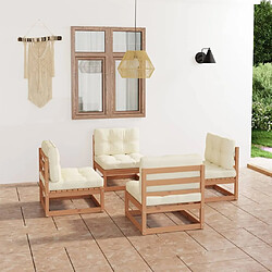 Maison Chic Salon de jardin 4 pcs + coussins - Mobilier/Meubles de jardin - Table et chaises d'extérieur Bois de pin massif -MN57633