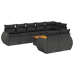 Maison Chic Salon de jardin 9 pcs avec coussins | Ensemble de Table et chaises | Mobilier d'Extérieur noir résine tressée -GKD63194