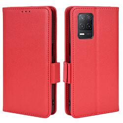 Etui en PU texture litchi avec support, rouge pour votre Realme 8 5G/V13 5G/Narzo 30 5G