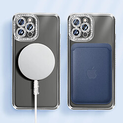 Avizar Coque Diamant pour iPhone 13 Pro Max Protection MagSafe Contour Strass Argent pas cher