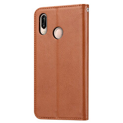 Wewoo Housse Coque Étui en cuir à rabat horizontal avec texture de peau pour Huawei Nova 3e / P20 Liteavec cadre photo et supportlogements cartes et porte-monnaie Marron