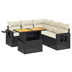 vidaXL Salon de jardin 6 pcs avec coussins noir résine tressée