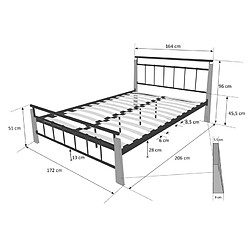 Avis Homestyle4U Design metal lit double 160 x 200 cadre de lit lattes bois neuf