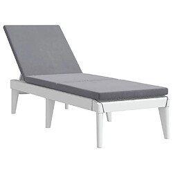 Maison Chic Chaise longue avec coussin | Bain de soleil Relax | Transat blanc 186x60x29 cm PP -GKD54151