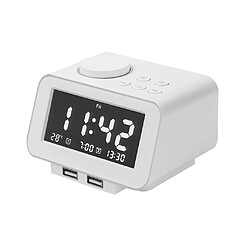 Multifonctionnel Réveil Numérique USB Hôtel Radio Horloge EU Blanc