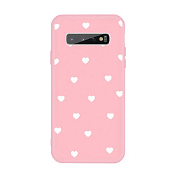 Wewoo Coque Pour Galaxy S10 + Multi Love Heart Pattern Housse de protection en TPU givré rose