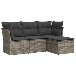 Maison Chic Salon de jardin 4 pcs avec coussins | Ensemble de Table et chaises | Mobilier d'Extérieur gris résine tressée -GKD32784