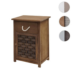 Mendler Commode HWC-K83, armoire à tiroirs, bois 55x39,5x28,5cm ~ brun foncé, poly rotin brun foncé