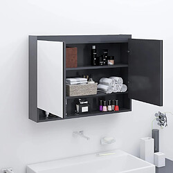 vidaXL Armoire à miroir de salle de bain 80x15x60 cm MDF Gris