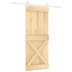 vidaXL Porte coulissante et kit de quincaillerie 90x210 cm pin massif