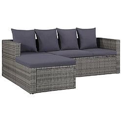 Maison Chic Salon de jardin 4 pcs + coussins - Mobilier/Meubles de jardin - Table et chaises d'extérieur Résine tressée Gris -MN76850