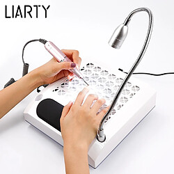 Universal Learty 80W 2 en 1 Foret Foret Dépoussiéreur Méthode de manucure à l'encre avec lampe Aspirateur à ongles Appareil de salon à ongles(blanche)