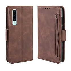 Wewoo Housse Coque Étui en cuir à Motif peau de veau de style portefeuille pour Huawei P30avec fente carte séparée marron