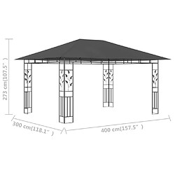 Maison Chic Auvent,Belvédère d'extérieur avec moustiquaire,Tonnelle 4x3x2,73 m Anthracite 180 g/m² -GKD62578 pas cher