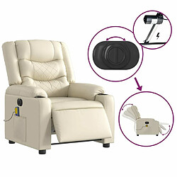 Maison Chic Fauteuil Relax pour salon, Fauteuil de massage inclinable électrique crème similicuir -GKD31887 pas cher