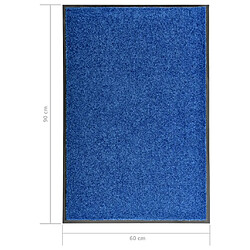 vidaXL Paillasson lavable Bleu 60x90 cm pas cher