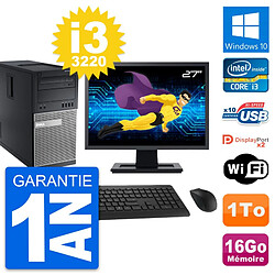 PC Tour Dell 9010 Ecran 27" Intel i3-3220 RAM 16Go Disque 1To Windows 10 Wifi - Occasion