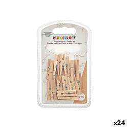 Pincello Pinces de serrage Petit Marron Bois (24 Unités)