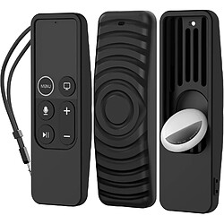 SANAG Coque Protectrice Pour Apple Tv Siri Remote [1Ère Gen] Avec Airtag Holder, Housse En Silicone Antiderapante Compatible Avec Apple Tv Hd 2016 / Apple Tv 4K 2017 [1Ère Generation](Noir)