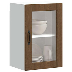 vidaXL Armoire murale de cuisine et porte en verre Porto chêne marron