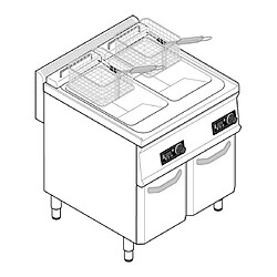 Friteuse sur Coffre Electrique - 2 x 14 litres - Commandes Electroniques - Gamme 700 - Tecnoinox