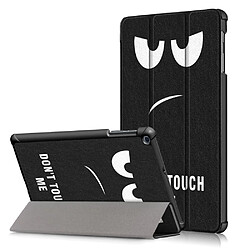 Etui en PU motif imprimé tri-pliure avec support ne me touche pas pour votre Samsung Galaxy Tab A 10.1 (2019) T515/T510