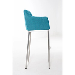 Avis Decoshop26 Tabouret de bar chaise haute de comptoir couture carrées assise en tissu turquoise 4 pieds stables en acier inoxydable 10_0004727