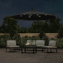 Helloshop26 Parasol meuble de jardin en porte-à-faux led et mât en acier 300 cm anthracite 02_0008641