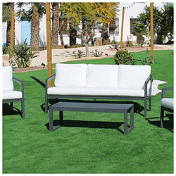 HEVEA Salon de jardin détente luxe anthracite Acapulco Canapé 3 places + 2 fauteuils.