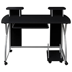 Helloshop26 Bureau table poste de travail meuble d'ordinateur informatique étude d'ordinateur 110 x 52 x 88,5 cm bois d’ingénierie noir 02_0023743