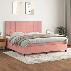 Maison Chic Lit Adulte - Lit simple Lit à sommier tapissier avec matelas moelleux - Meuble de Chambre - Rose 200x200 cm Velours -MN17285