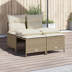 vidaXL Salon de jardin avec coussins 4 pcs beige résine tressée