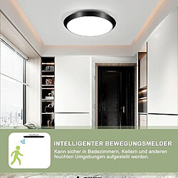 Avis NETTLIFE Plafonnier LED avec détecteur de mouvement intérieur noir IP44 15 W Lampe de cave ronde avec détecteur de mouvement Ø 30 cm 4000 K