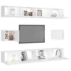 Avis Maison Chic Ensemble de meubles TV 6 pcs | Banc TV Moderne pour salon | Meuble de Rangement - Blanc Aggloméré -MN36884