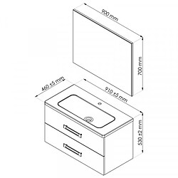 Acheter Dansmamaison Ensemble meuble vasque 2 tiroirs 90 cm Bois + Miroir + Colonne - CALEN