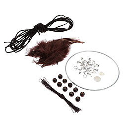 Avis Kits Matériel Dream Catcher DIY Boucle En Fer, Cordon En Daim, Plume, Perles Marron