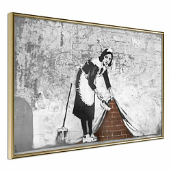 Paris Prix Affiche Murale Encadrée Banksy Sweep it Under the Carpet 30 x 20 cm Or