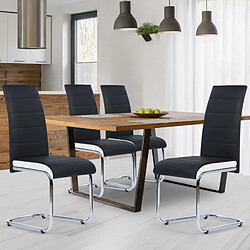 Idmarket Lot de 4 chaises MIA noires liseré blanc pour salle à manger