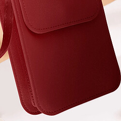 Avizar Pochette Bandoulière Smartphone avec Rangement carte Sangle 135cm Rouge pas cher