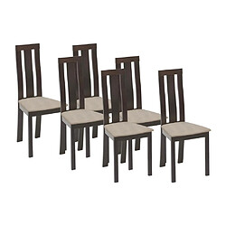 Vente-Unique Lot de 6 chaises DOMINGO - Hêtre massif wengé