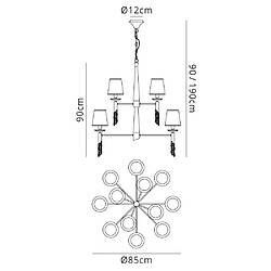 Luminaire Center Suspension Tiffany 2 Tier 12+12 Ampoules E14+G9, chrome poli avec Abat jour blancs & cristal transaparent