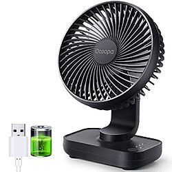 Avis Ventilateur de Bureau USB, Alimenté Par Batterie Rechargeable De 4000 mAh, Ventilateur De Table à 4 Vitesses, Mini Ventilateur Portable de 5 pouces, avec Un Flux d'Air Puissant, Fonctionnement Silencieux, Électricité