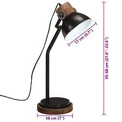 vidaXL Lampe de bureau 25 W noir 18x18x60 cm E27 pas cher