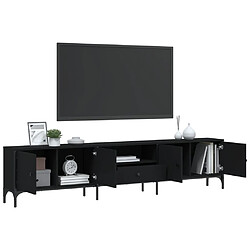 Avis vidaXL Meuble TV avec tiroir noir 200x25x44 cm bois d'ingénierie