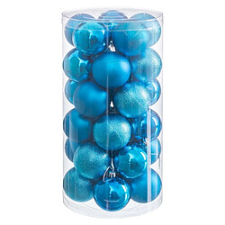 BigBuy Home Boules de Noël Bleu Plastique Ø 6 cm (30 Unités)