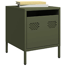 vidaXL Table de chevet vert olive 35x39x43,5 cm acier